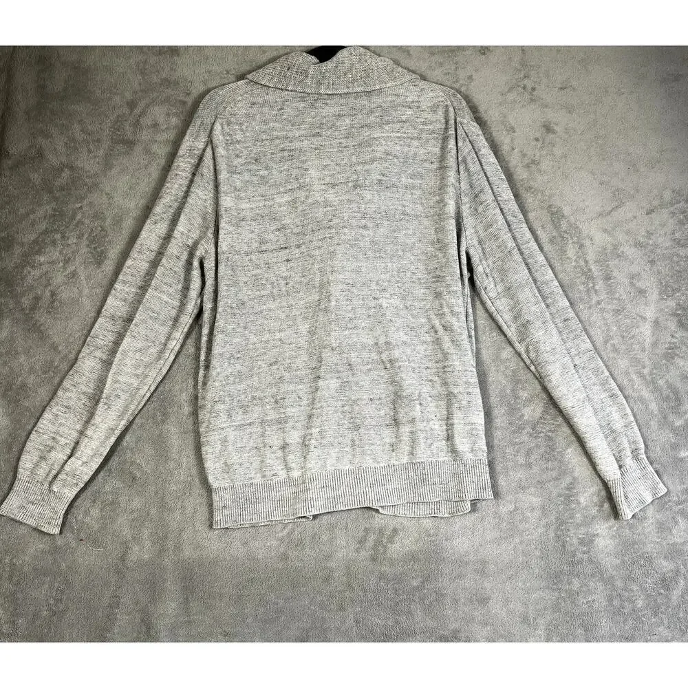J Crew‎ Cardigan Mens L Gray Knit Lambswool Shawl Neck Sweater Grandpa Basic